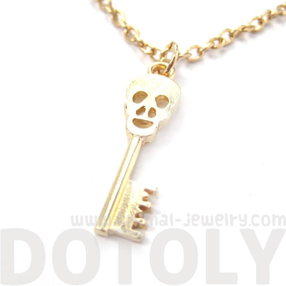 Unique Skeleton Skull Shaped Key Pendant Necklace in Gold | DOTOLY | DOTOLY