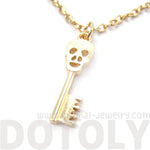 Unique Skeleton Skull Shaped Key Pendant Necklace in Gold | DOTOLY | DOTOLY