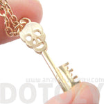 Unique Skeleton Skull Shaped Key Pendant Necklace in Gold | DOTOLY | DOTOLY