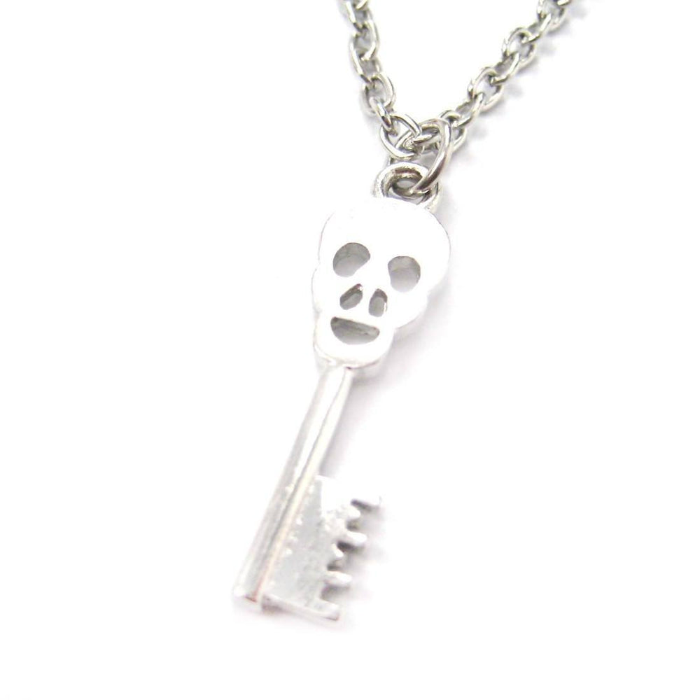 Unique Skeleton Skull Shaped Key Pendant Necklace in Silver | DOTOLY | DOTOLY