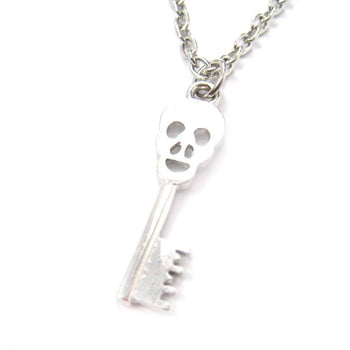 Unique Skeleton Skull Shaped Key Pendant Necklace in Silver | DOTOLY | DOTOLY