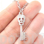 Unique Skeleton Skull Shaped Key Pendant Necklace in Silver | DOTOLY | DOTOLY