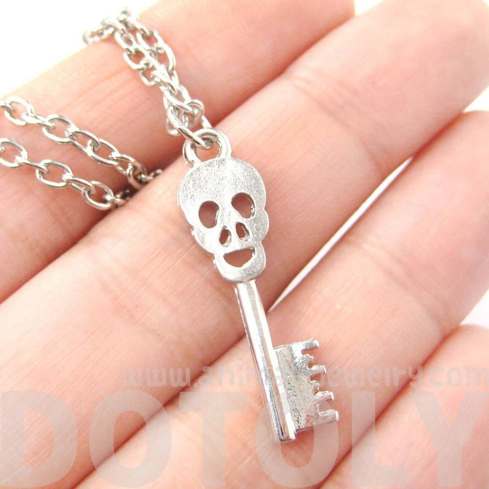 Unique Skeleton Skull Shaped Key Pendant Necklace in Silver | DOTOLY | DOTOLY