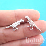 Velociraptor Dinosaur Silhouette Shaped Stud Earrings in Silver | DOTOLY | DOTOLY