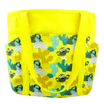Large Shoulder Tote Diaper Bag with Bright Yellow Desert Cactus Print