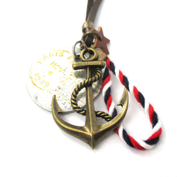 Vintage Inspired Nautical Themed Anchor and Coin Pendant Necklace in Brass | DOTOLY | DOTOLY