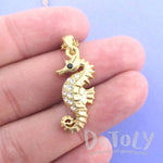 Vintage Inspired Seahorse Shaped Pendant Necklace in Antique Gold