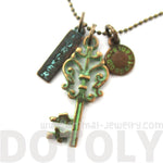Vintage Skeleton Key and Forever Charm Necklace in Brass | DOTOLY | DOTOLY