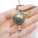 Vintage Style Spinning Earth Globe and Airplane Pendant Necklace | DOTOLY | DOTOLY