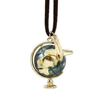 Vintage Style Spinning Earth Globe and Airplane Pendant Necklace | DOTOLY | DOTOLY