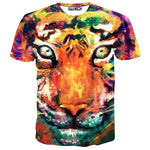 Watercolor Tiger Face Rainbow Graphic Tee T-Shirt | Gifts for Animal Lovers | DOTOLY