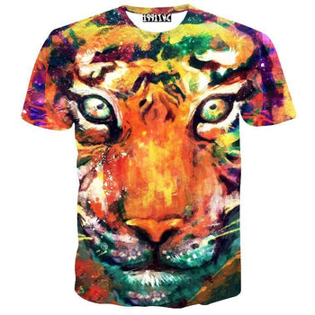 Watercolor Tiger Face Rainbow Graphic Tee T-Shirt | Gifts for Animal Lovers | DOTOLY