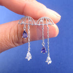 Weather Inspired Rainy Day Umbrella Shaped Drop Dangle Stud Earrings