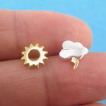Weather Inspired Thunder Storm Cloud Lightning Bolt and Sun Stud Earrings