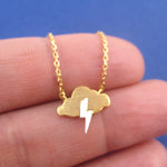 Weather Inspired Thunder Storm Cloud Lightning Bolt Pendant Necklace