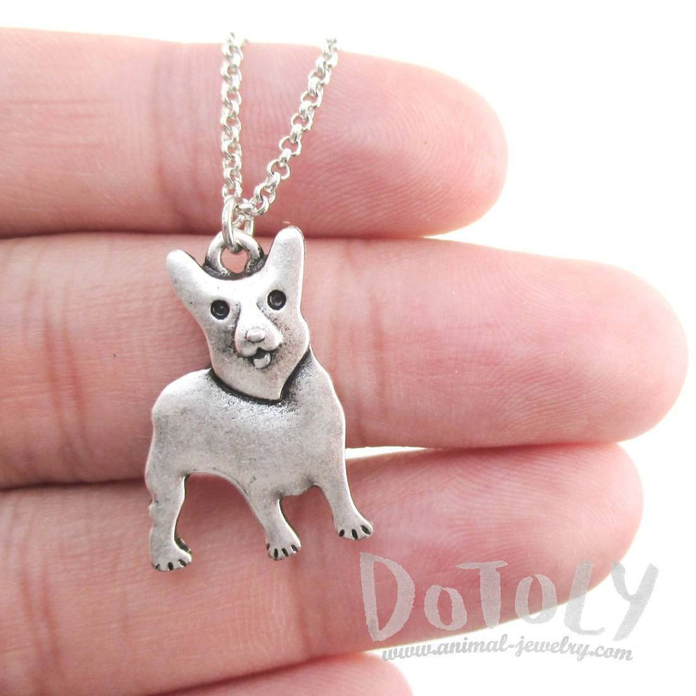 Welsh Corgi Puppy Shaped Charm Necklace in Silver | Animal Jewelry