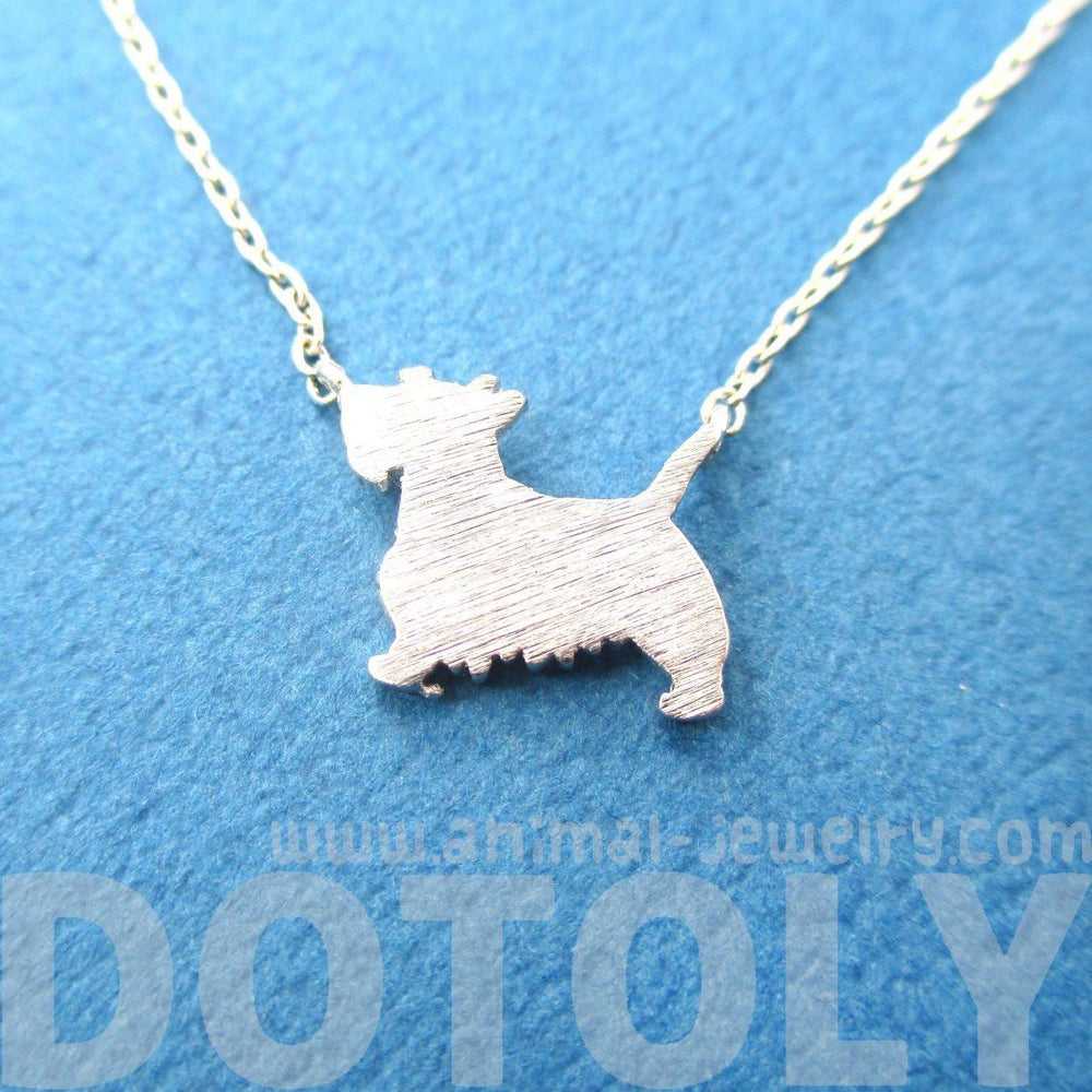 West Highland Terrier Dog Shaped Silhouette Charm Necklace in Silver | DOTOLY | DOTOLY