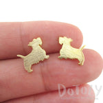 West Highland Terrier Dog Shaped Silhouette Stud Earrings in Gold | DOTOLY | DOTOLY