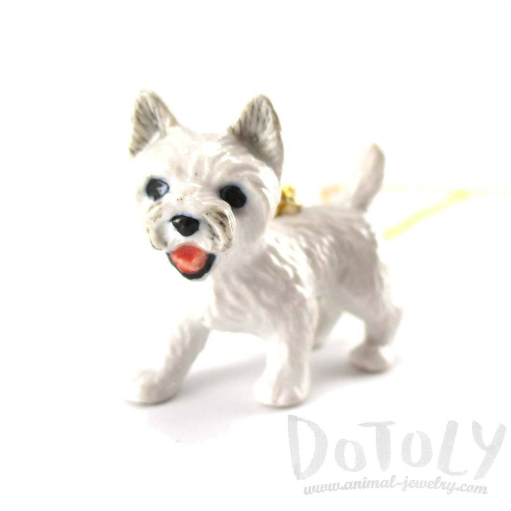 West Highland White Terrier Westie Puppy Dog Porcelain Hand Painted Ceramic Animal Pendant Necklace | DOTOLY