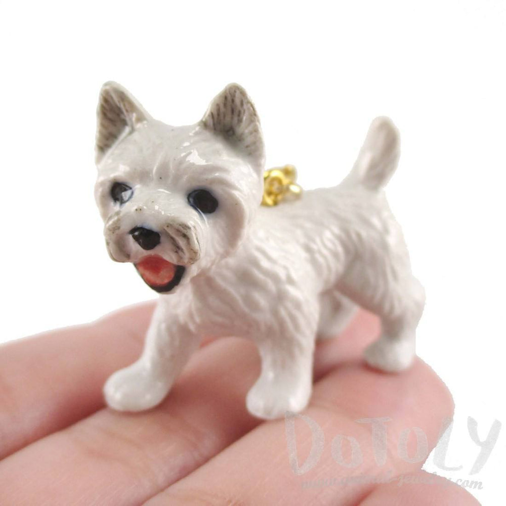 West Highland White Terrier Westie Puppy Dog Porcelain Hand Painted Ceramic Animal Pendant Necklace