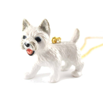 West Highland White Terrier Westie Puppy Dog Porcelain Hand Painted Ceramic Animal Pendant Necklace | DOTOLY