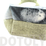 Small White Bengal Tiger Face Print Fabric Small Lunch Tote Bag | DOTOLY | DOTOLY