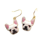 White French Bulldog Puppy Shaped Dangle Drop Earrings | Animal Jewelry | DOTOLY