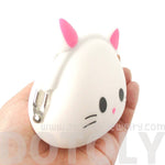 White Kitty Cat Face Shaped Mimi Pochi Animal Friends Silicone Clasp Coin Purse Pouch | DOTOLY