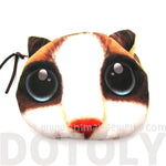 White Kitty Cat Face with Huge Eyes Shaped Soft Fabric Zipper Coin Purse Make Up Bag | DOTOLY