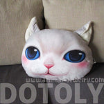 White Kitty Cat With Blue Eyes Face Shaped Soft Fabric Cushion Pillow | DOTOLY