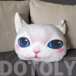 White Kitty Cat With Blue Eyes Face Shaped Soft Fabric Cushion Pillow | DOTOLY