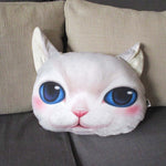 White Kitty Cat With Blue Eyes Face Shaped Soft Fabric Cushion Pillow | DOTOLY