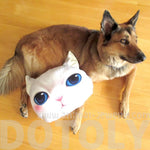 White Kitty Cat With Blue Eyes Face Shaped Soft Fabric Cushion Pillow | DOTOLY
