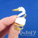 White Swan Shaped Three Piece Stackable Animal Ring| Animal Jewelry
