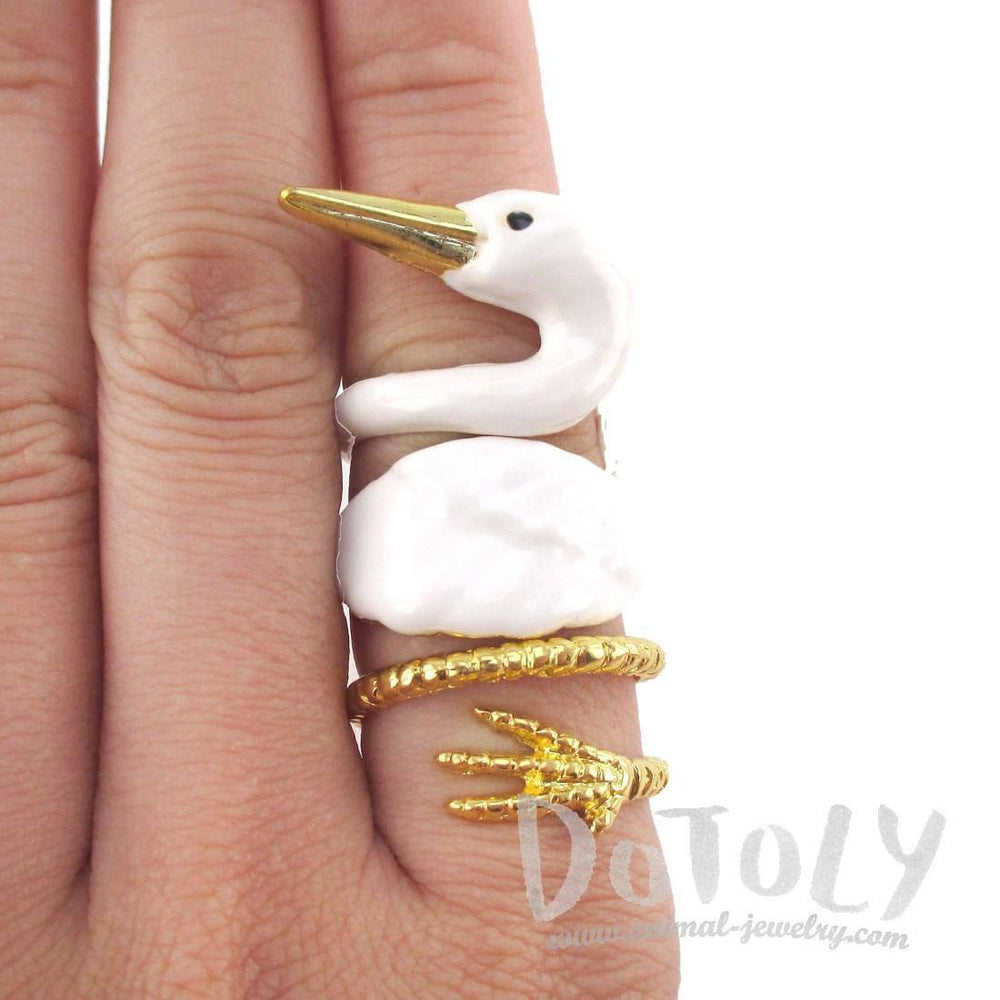 White Swan Shaped Three Piece Stackable Animal Ring| Animal Jewelry
