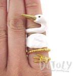 White Swan Shaped Three Piece Stackable Animal Ring| Animal Jewelry