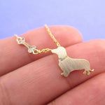 Wiener Dog Dachshund Puppy Dog Bone Silhouette Shaped Pendant Necklace