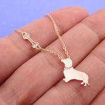 Wiener Dog Dachshund Puppy Dog Bone Silhouette Shaped Pendant Necklace