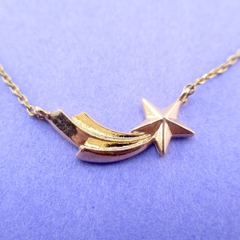 Wish Upon A Shooting Star Shaped Pendant Necklace in Gold | DOTOLY