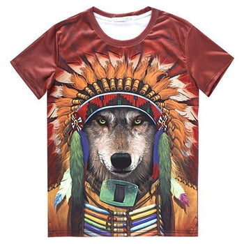 Wolf Spirit Tribal Headdress Animal Totem Graphic Tee T-Shirt | DOTOLY