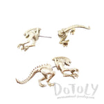 Alien vs. Predator AVP Shaped Front and Back Stud Earrings in Gold