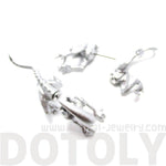 Xenomorph Alien vs. Predator AVP Shaped Front and Back Stud Earrings in Shiny Silver | DOTOLY