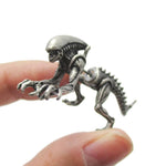 Xenomorph Alien vs. Predator AVP Shaped Front and Back Stud Earrings in Silver | DOTOLY