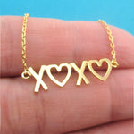 XOXO Love Hugs and kisses Typography Pendant Necklace