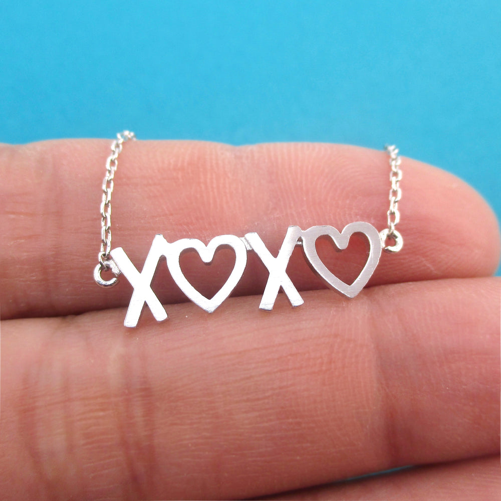 XOXO Love Hugs and kisses Typography Pendant Necklace