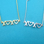 XOXO Love Hugs and kisses Typography Pendant Necklace