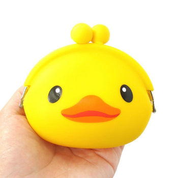 Yellow Rubber Ducky Duck Shaped Mimi Pochi Animal Friends Silicone Clasp Coin Purse Pouch | DOTOLY