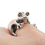 Yoga Frog Shaped Animal Wrap Around Ring in 925 Sterling Silver | US Size 4 to 8.5 | DOTOLY