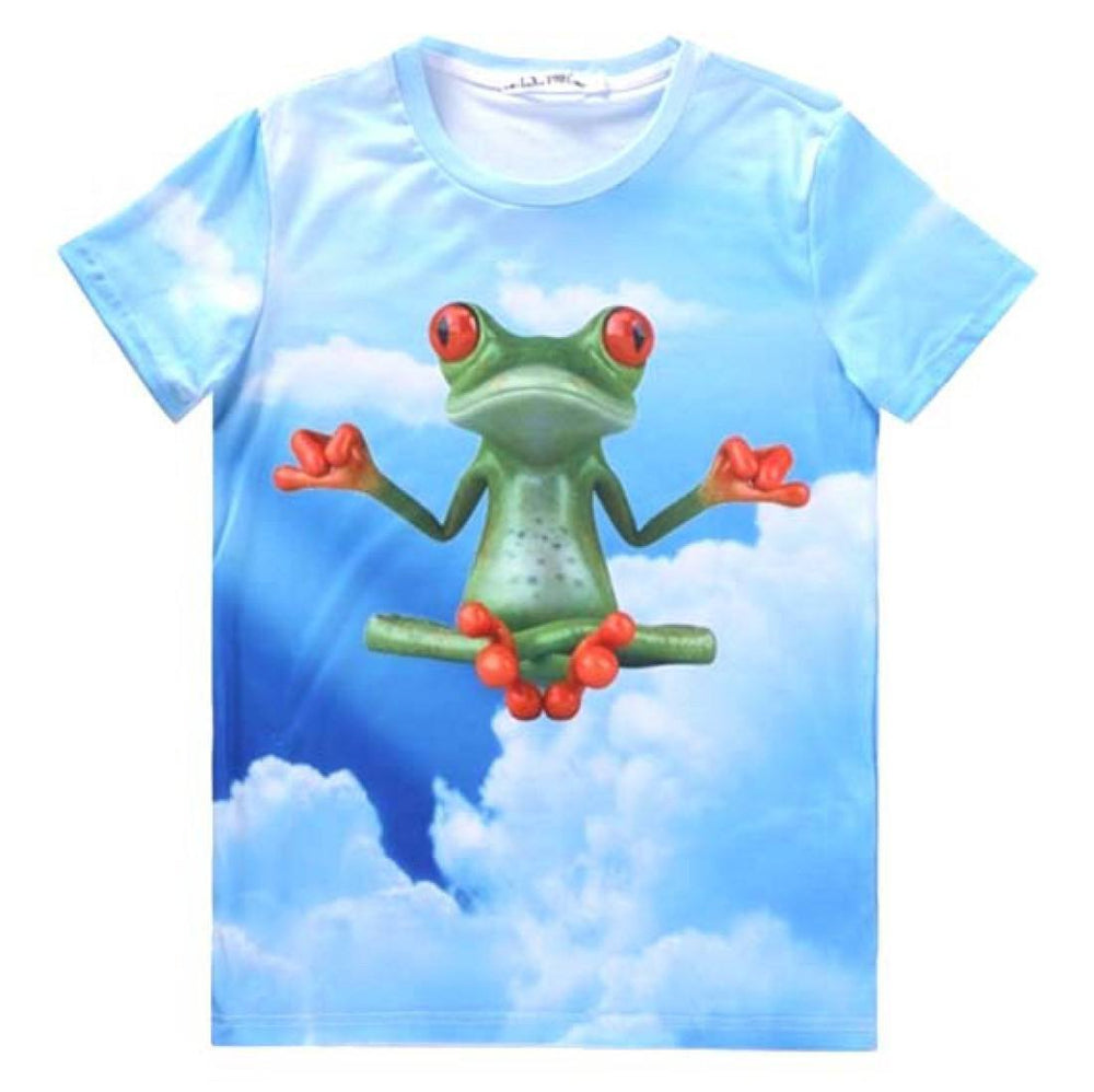 Yoga Zen Frog in The Sky All Over Graphic Print T-Shirt | Gifts for Animal Lovers | DOTOLY