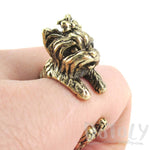 Yorkshire Terrier Dog Shaped Animal Wrap Around Ring in Brass | Sizes 5 to 8 | DOTOLY
